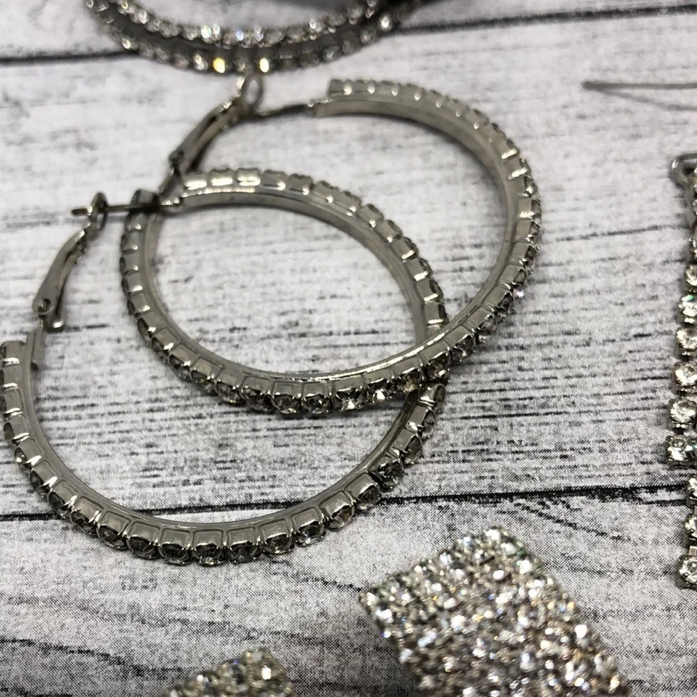Bundle lot 7 dazzling rhinestone glam earrings statement variety